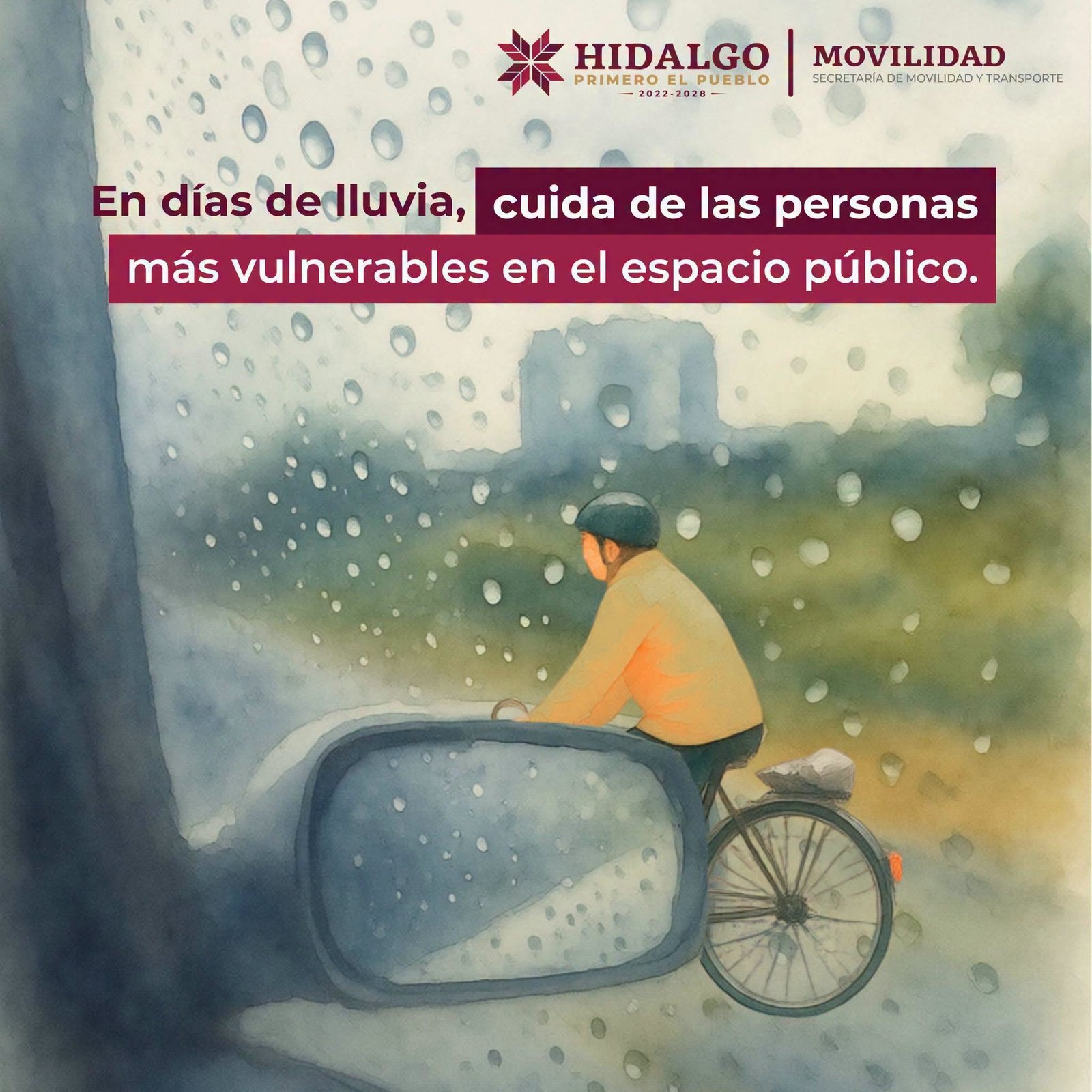 En días de lluvia cuida de las personas con más vulnerabilidad en el espacio público. Secretaría de Movilidad y Transporte